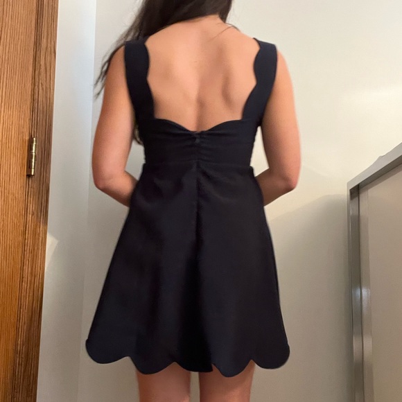 NASTY GAL Navy Scalloped Mini Dress- Size Small - Picture 2 of 6